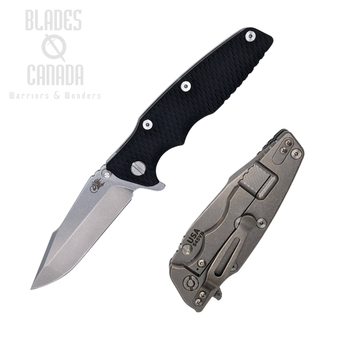 Hinderer Eklipse 3.5 S45VN Harpoon Spanto Tri-way Stonewash - Black G10