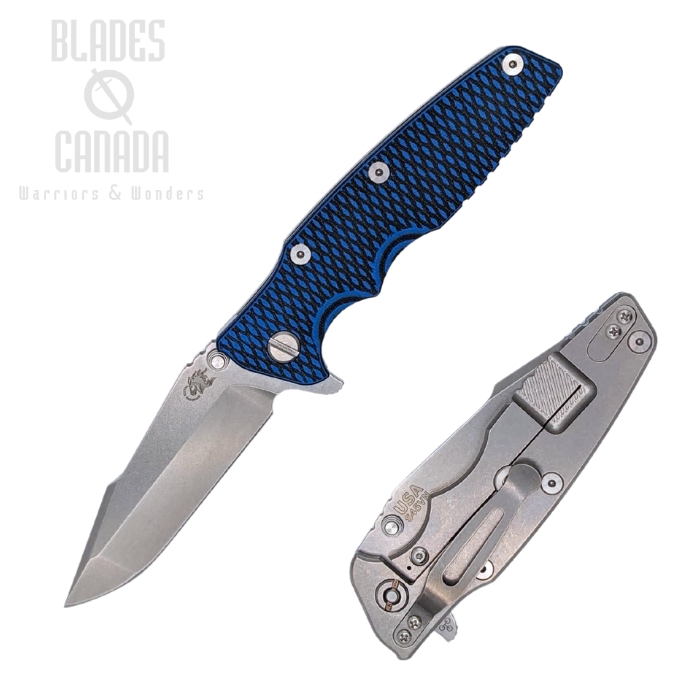 Hinderer Eklipse 3.5 S45VN Harpoon Spanto Tri-way Stonewash - Blue/Black G10