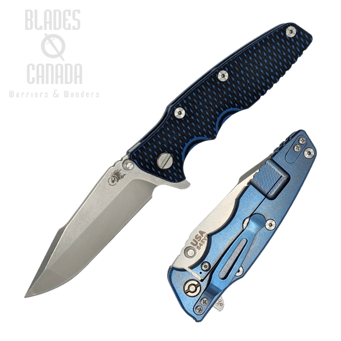 Hinderer Eklipse 3.5 S45VN Harpoon Spanto Tri-way Stonewash Blue - Blue/Black G10