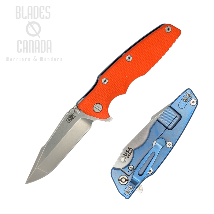 Hinderer Eklipse 3.5 S45VN Harpoon Spanto Tri-way Stonewash Blue - Orange G10