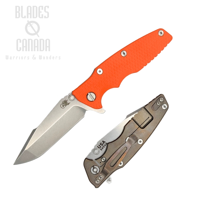 Hinderer Eklipse 3.5 S45VN Harpoon Spanto Tri-way Stonewash Bronze - Orange G10