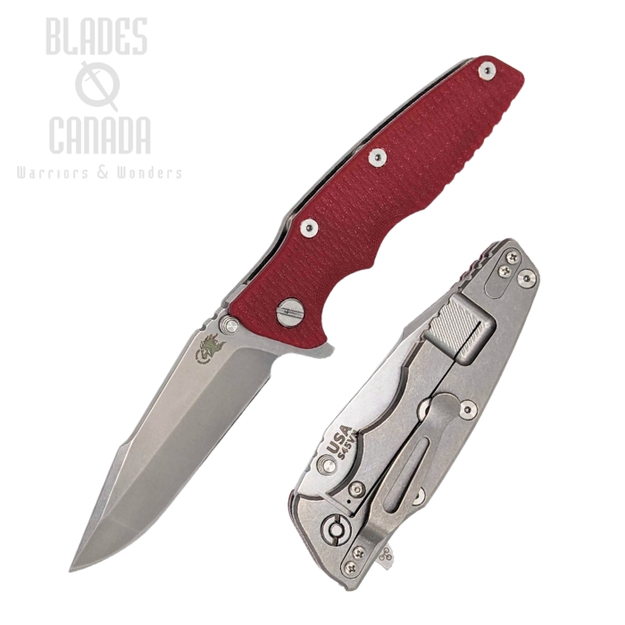 Hinderer Eklipse 3.5 S45VN Harpoon Spanto Tri-way Stonewash - Red G10