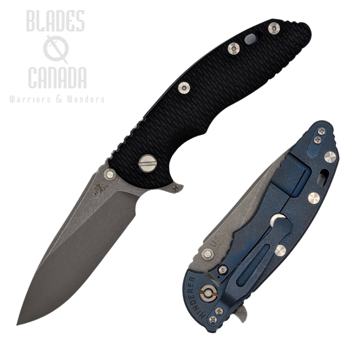 Hinderer XM-18 3.5 20CV Slicer Hollow Grind Tri-Way Battle Blue - Black G10 Hinderer XM-18 3.5 20CV Slicer Hollow Grind Tri-Way Battle Blue - Black G10