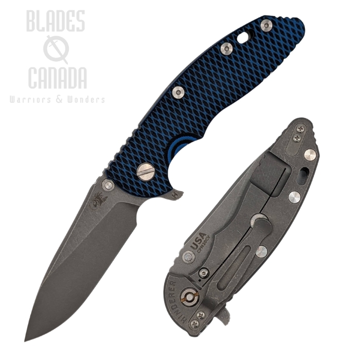 Hinderer XM-18 3.5 20CV Slicer Hollow Grind Tri-Way Working Finish - Blue/Black G10 Hinderer XM-18 3.5 20CV Slicer Hollow Grind Tri-Way Working Finish - Blue/Black G10