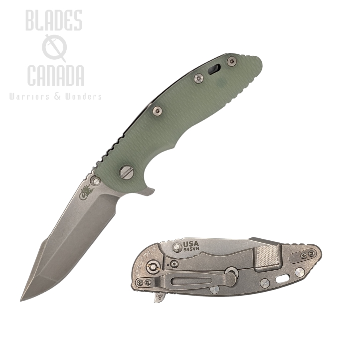 Hinderer XM-18 3.5 S45VN Harpoon Spanto Tri-Way Stonewash - Translucent Green G10