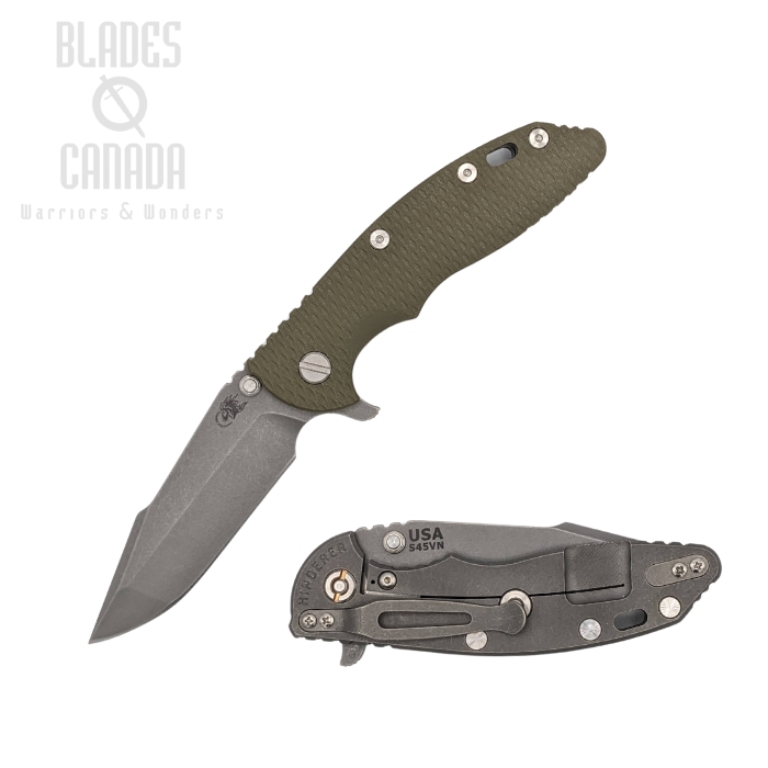 Hinderer XM-18 3.5 S45VN Harpoon Spanto Tri-Way Working Finish - OD Green G10