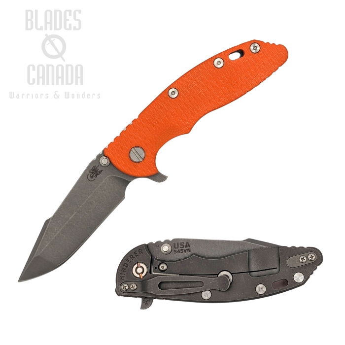 Hinderer XM-18 3.5 S45VN Harpoon Spanto Tri-Way Working Finish - Orange G10