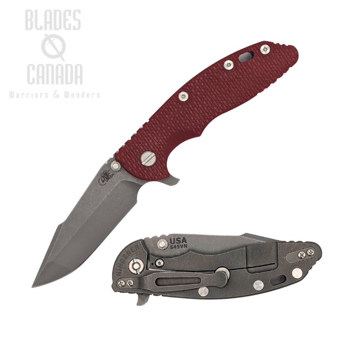 Hinderer XM-18 3.5 S45VN Harpoon Spanto Tri-Way Working Finish - Red G10