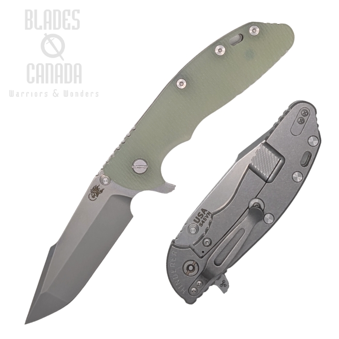 Hinderer XM-24 4.0 S45VN Harpoon Spanto Tri-Way Stonewash - Translucent Green G10 (image for) Hinderer XM-24 4.0 S45VN Harpoon Spanto Tri-Way Stonewash - Translucent Green G10