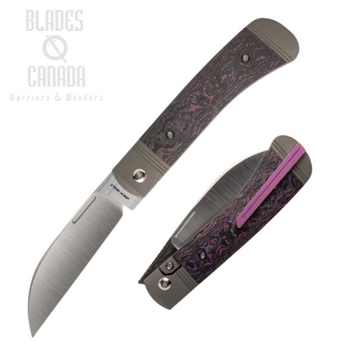 (Coming Soon) Jack Wolf Diamondback Jack Framelock Folding Knife, S90V Belt Satin, Fat Carbon Purple Haze