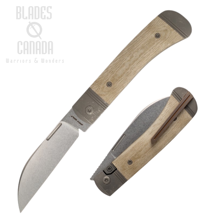 (Coming Soon) Jack Wolf Diamondback Jack Framelock Folding Knife, S90V Stonewash, Micarta Green Linen