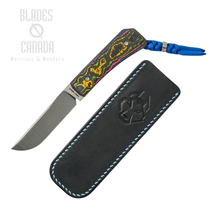 Jack Wolf Pioneer Fixed Blade Knife, S90V Satin, CamoCarbon 80’s, Leather Black Sheath, PIONE-FX-01-CC-80S (image for) Jack Wolf Pioneer Fixed Blade Knife, S90V Satin, CamoCarbon 80’s, Leather Black Sheath, PIONE-FX-01-CC-80S