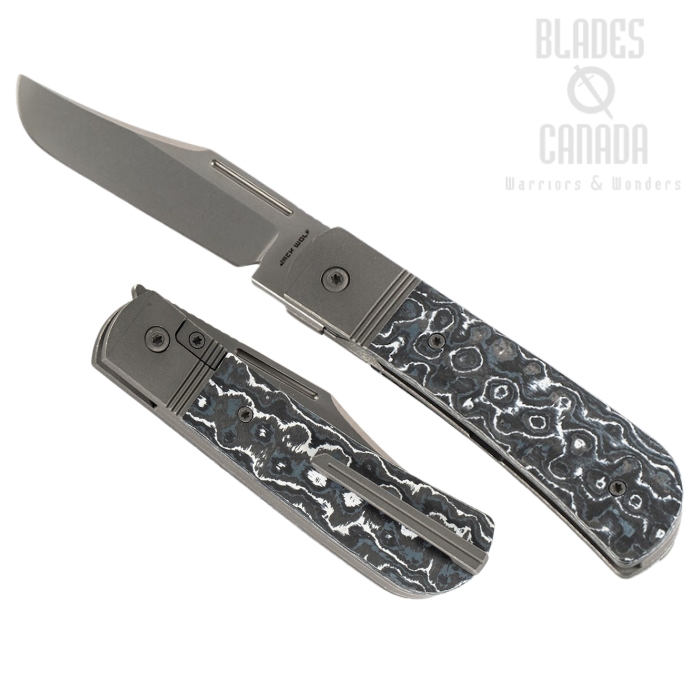(Coming Soon) Jack Wolf The Benny Framelock Folding Knife, S90V SW, Fat Carbon White Storm