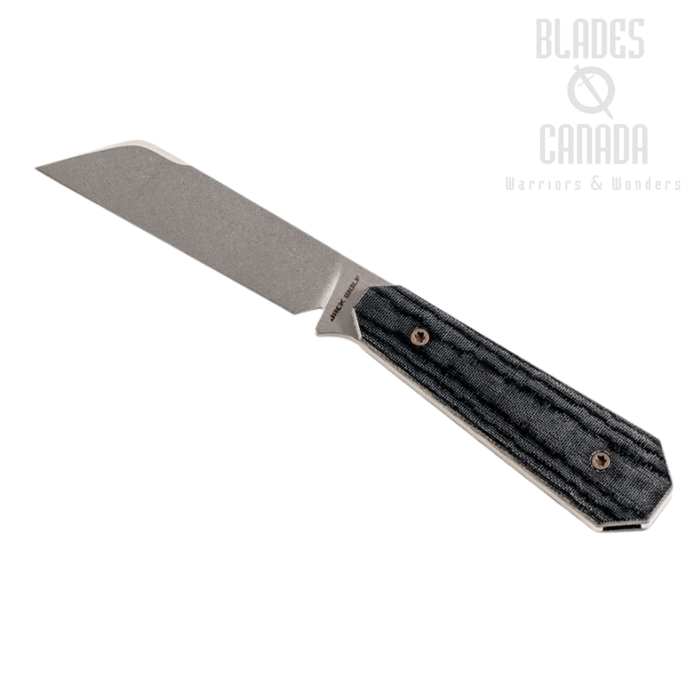 Jack Wolf FIXedc Fixed Blade Knife, S90V, Black Linen Micarta, Leather Sheath, MIDNI-FX-01-BLK-LIN-MIC