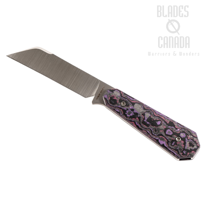 Jack Wolf FIXedc Fixed Blade Knife, S90V, Fat Carbon Purple Haze, Leather Sheath, MIDNI-FX-01-FC-PURP