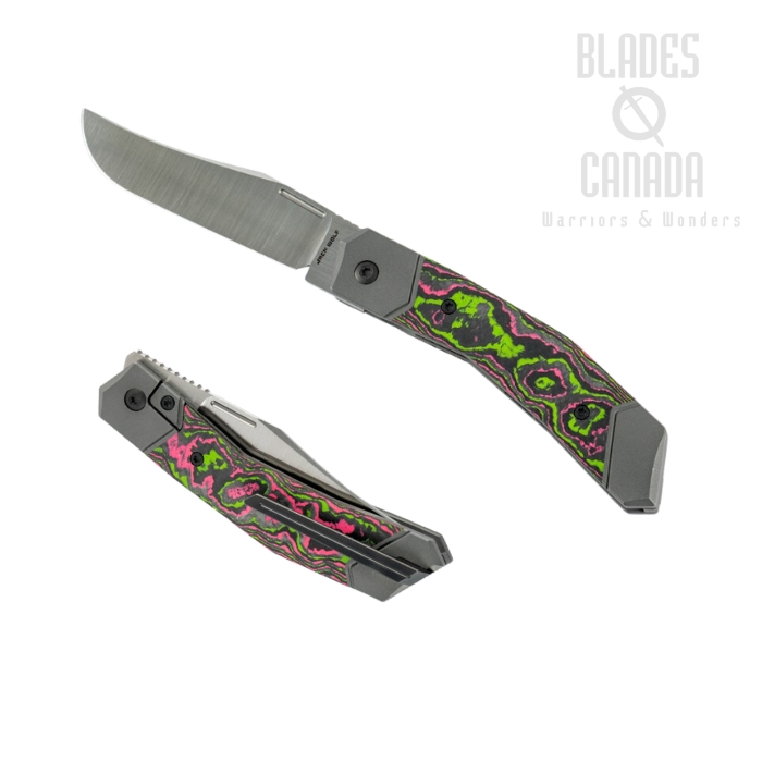 Jack Wolf Bionic Jack Folding Knife, CPM S90V, Bolster Lock, CamoCarbon Watermelon Sugar, BIONI-01-CC-WAT-SUG