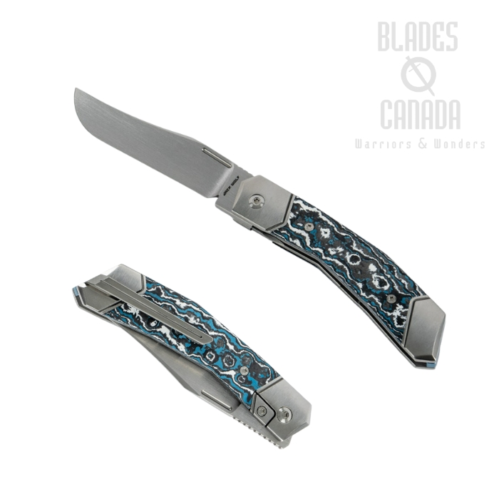 Jack Wolf Bionic Jack Folding Knife, CPM S90V, Bolster Lock, Fat Carbon Frost, BIONI-01-FC-FROST