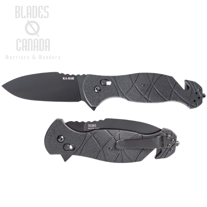 Ka-Bar Coytu Flipper Folding Knife, AUS 8A Black, FRN Black, 3085