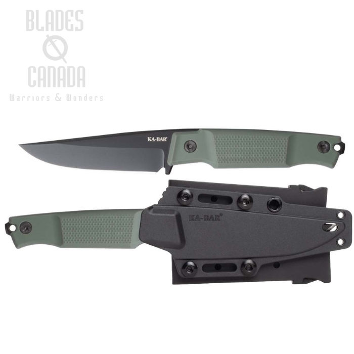 Ka-Bar Apex Fixed Blade Knife, D2 Black, GFN Green, Hard Sheath, 5500