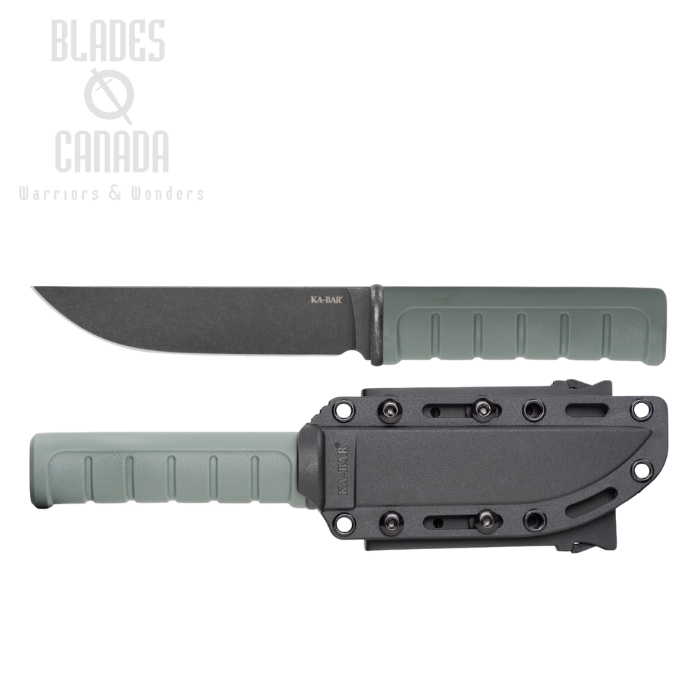 Ka-Bar Dust II Fixed Blade Knife, D2 Black, GFN Green, Hard Sheath, 6101