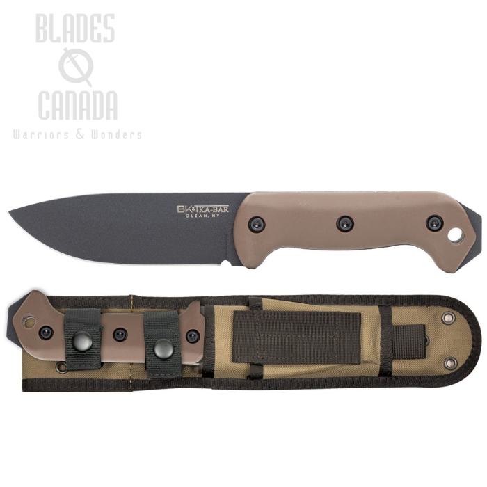 Ka-Bar Becker Companion Fixed Blade Knife, 1095 Black, Ultramid FDE, BK2FDE