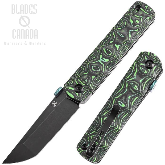 Kansept BTF Folding Knife, CPM S35VN Black SW, Carbon Fiber Grass Green, K1064A2