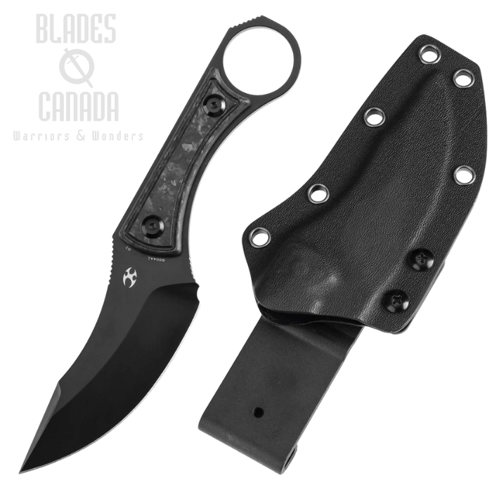 Kansept Niko Fixed Blade Knife, D2 Black, Carbon Fiber, Kydex Sheath, G004A1