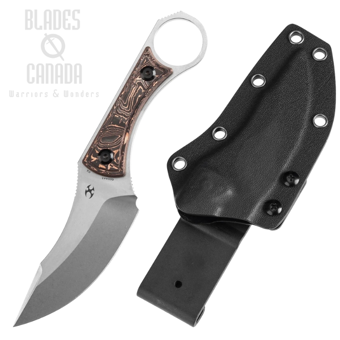 Kansept Niko Fixed Blade Knife, D2 SW, Carbon Fiber Copper, Kydex Sheath, G004A5