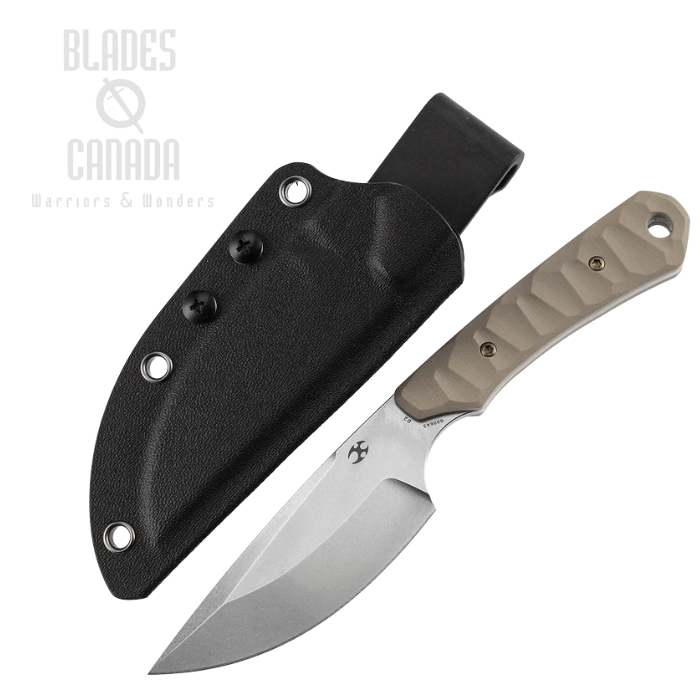 Kansept Flank Fixed Blade Knife, D2 Stonewashed, G10 Light Sand, Kydex Sheath, G006A5 Kansept Flank Fixed Blade Knife, D2 Stonewashed, G10 Light Sand, Kydex Sheath, G006A5