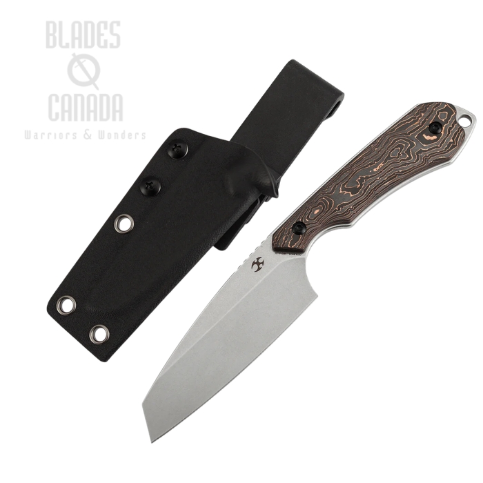 Kansept Valk Fixed Blade Knife, Nitro V Stonewash, Carbon Fiber Copper, Kydex Sheath, G019A5 (image for) Kansept Valk Fixed Blade Knife, Nitro V Stonewash, Carbon Fiber Copper, Kydex Sheath, G019A5
