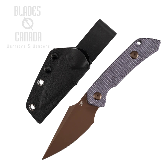 Kansept Fenrir Fixed Blade Knife, D2 Rose Gold, Micarta Purple, Kydex Sheath, G3034A5 (image for) Kansept Fenrir Fixed Blade Knife, D2 Rose Gold, Micarta Purple, Kydex Sheath, G3034A5