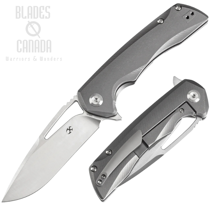 Kansept Kryo Flipper Framelock Knife, CPM S35VN Satin, Titanium Grey, K1001A7