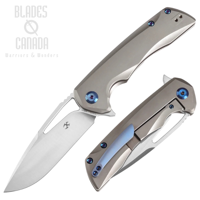 Kansept Kryo Flipper Framelock Knife, CPM S35VN Satin, Titanium Bronze Ano/SW, K1001A8