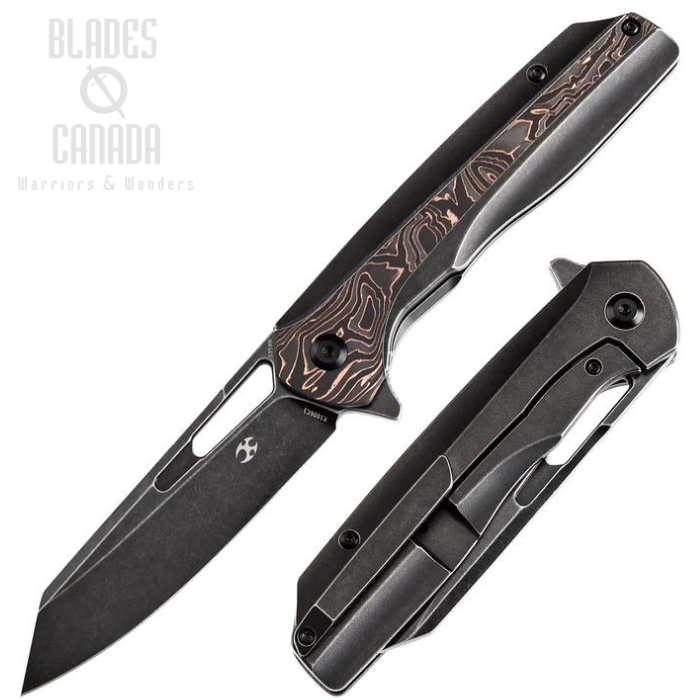 Kansept Shard Flipper Framelock Knife, CPM S35VN Black SW, Titanium Black/Carbon Fiber Copper, K1006C1