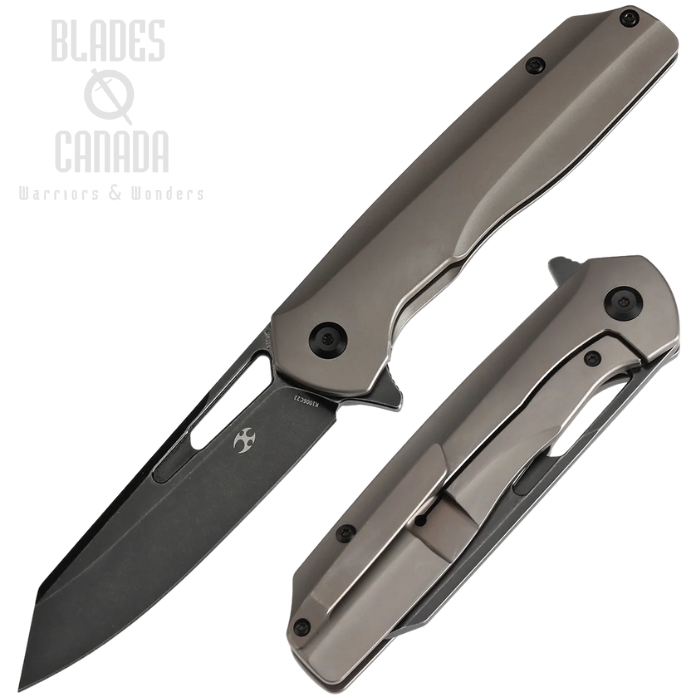 Kansept Shard Flipper Framelock Knife, CPM S35VN Black, Titanium Bronze Ano, K1006C22