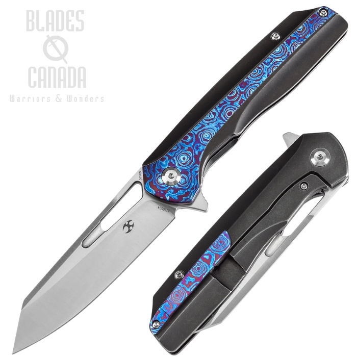 Kansept Shard Flipper Framelock Knife, CPM S35VN SW, Titanium Blackwash/Timascus, K1006C4