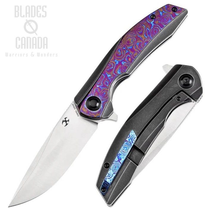 Kansept Accipiter Flipper Framelock Knife, CPM S35VN, Titanium/Timascus, K1007E3