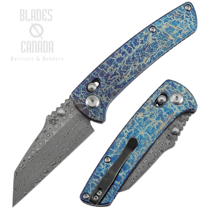 Kansept Little Main Street Crossbar Lock Folding Knife, Damascus, Titanium Lightning Strike, K1015V6 (image for) Kansept Little Main Street Crossbar Lock Folding Knife, Damascus, Titanium Lightning Strike, K1015V6