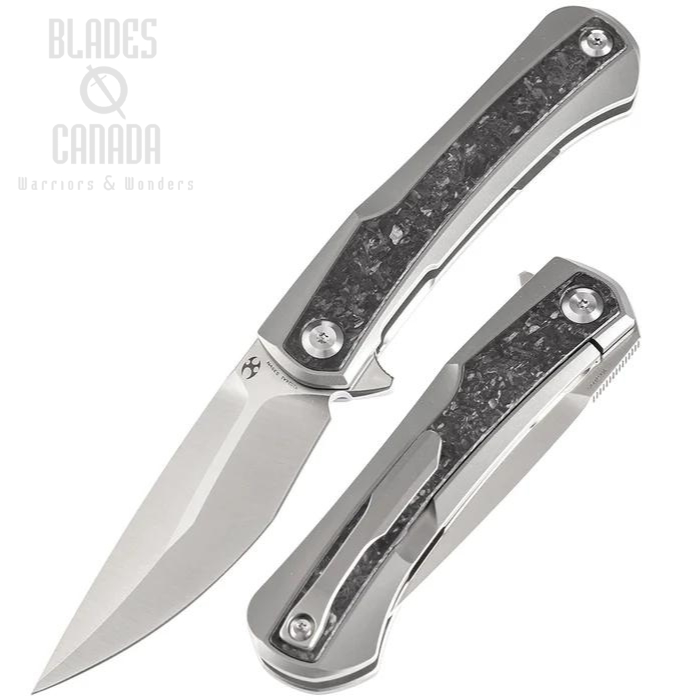 Kansept Krator Flipper Framelock Knife, CPM S35VN, Titanium/Carbon Fiber, K1024A10