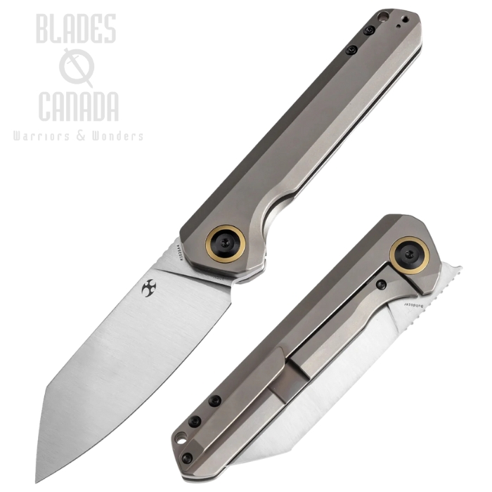 Kansept Bullldozer Flipper Framelock Knife, CPM 20CV Satin, Titanium Bronze Ano, K1028A4