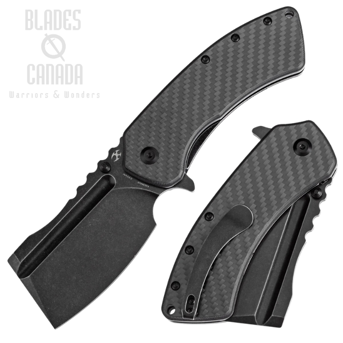 Kansept XL Korvid Flipper Folding Knife, CPM S35VN Black, Carbon Fiber, K1030A10