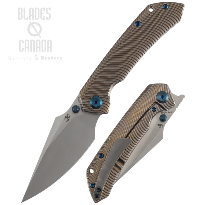 Kansept Fenrir Frame Lock Folding Knife, S35VN Satin, Bronze Titanium Milled Water Ripple, K1034C2 (image for) Kansept Fenrir Frame Lock Folding Knife, S35VN Satin, Bronze Titanium Milled Water Ripple, K1034C2