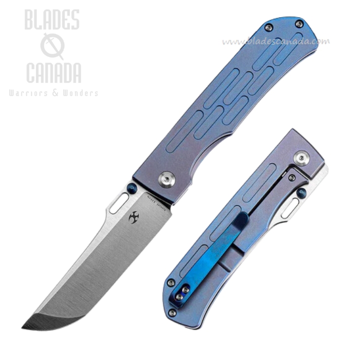 Kansept Reedus Framelock Folding Knife, CPM S35VN Satin, Titanium Blue, K1041A5