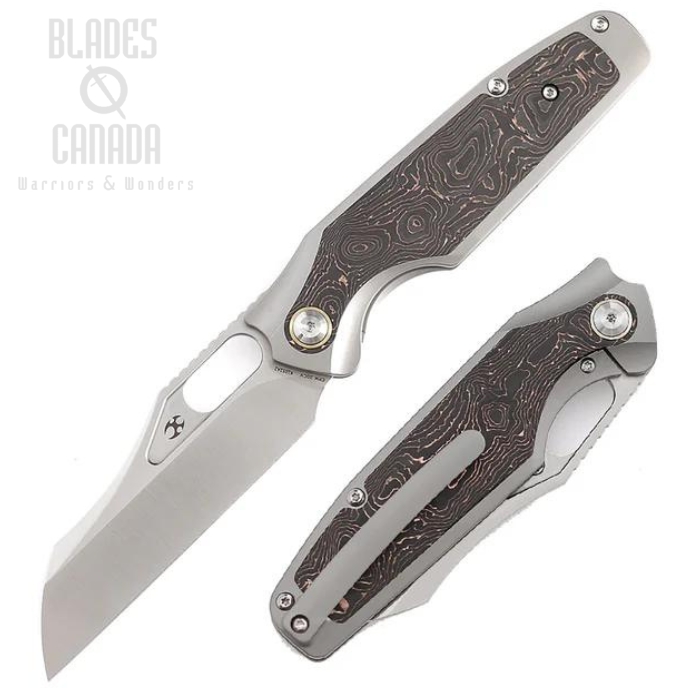 Kansept Tuckamore Framelock Folding Knife, CPM 20CV, Titanium/Carbon Fiber Copper, K1052A2