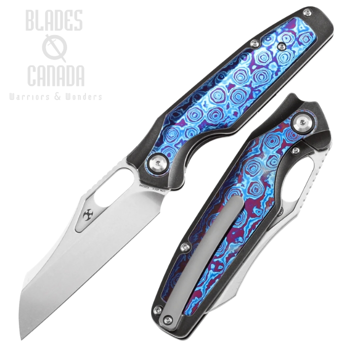 Kansept Tuckamore Framelock Folding Knife, CPM 20CV, Titanium Blackwash/Timascus, K1052A6