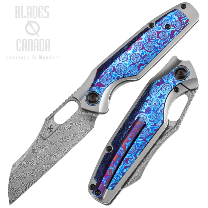 Kansept Tuckamore Framelock Folding Knife, Damascus, Titanium/Timascus, K1052A7