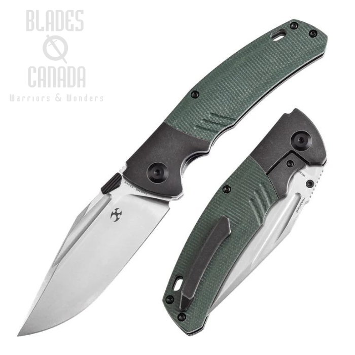 Kansept Hinterland Framelock Folding Knife, CPM S35VN, Titanium Blackwash/Micarta Green, K1057A2