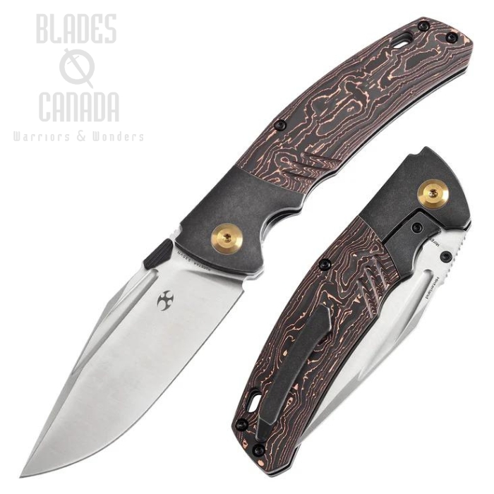 Kansept Hinterland Framelock Folding Knife, CPM S35VN, Titanium Blackwash/Carbon Fiber Copper, K1057A4