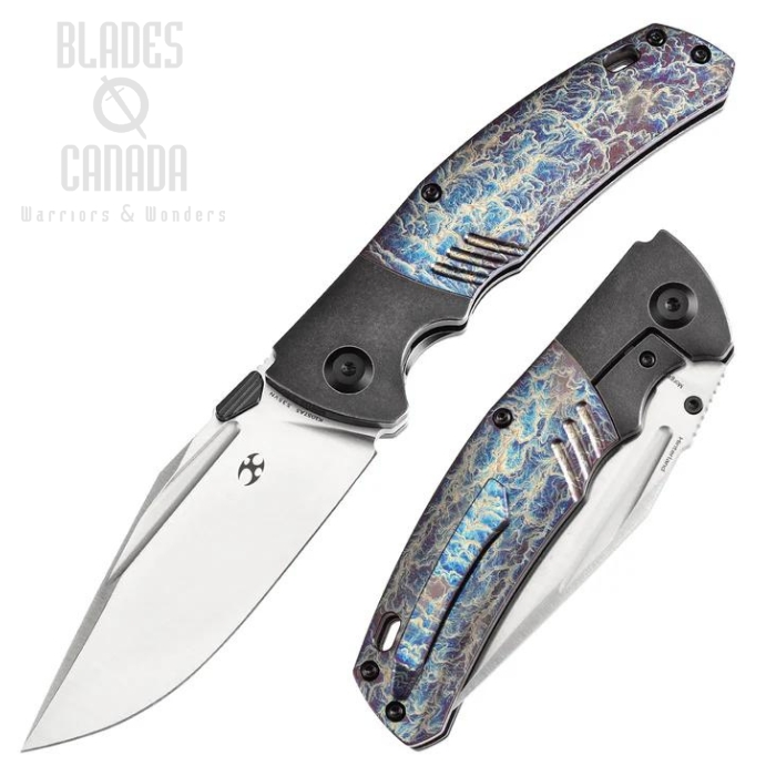 Kansept Hinterland Framelock Folding Knife, CPM S35VN, Titanium Blackwash/Lightning Strike Inlay, K1057A5