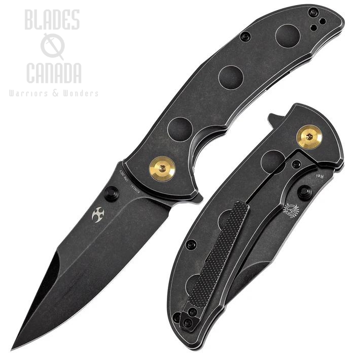 Kansept REI Flipper Framelock Knife, CPM 20CV Black SW, Titanium Black, K1061A1